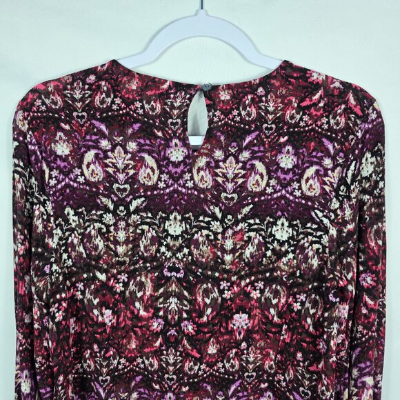 J. Jill Blouse Women's Size Small Purple Black Mixed Print Smocked Bodice - Picture 14 of 14